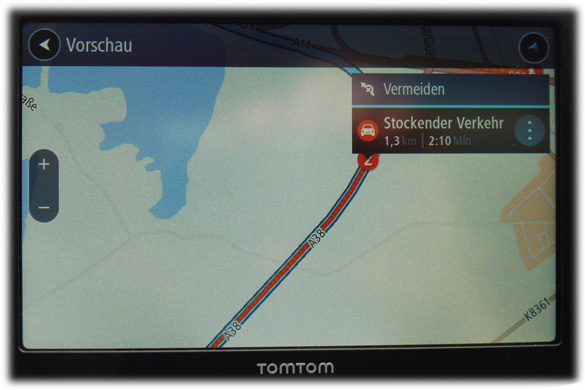 TomTom Go Basic Information durch Klick auf Verkehrsstörung