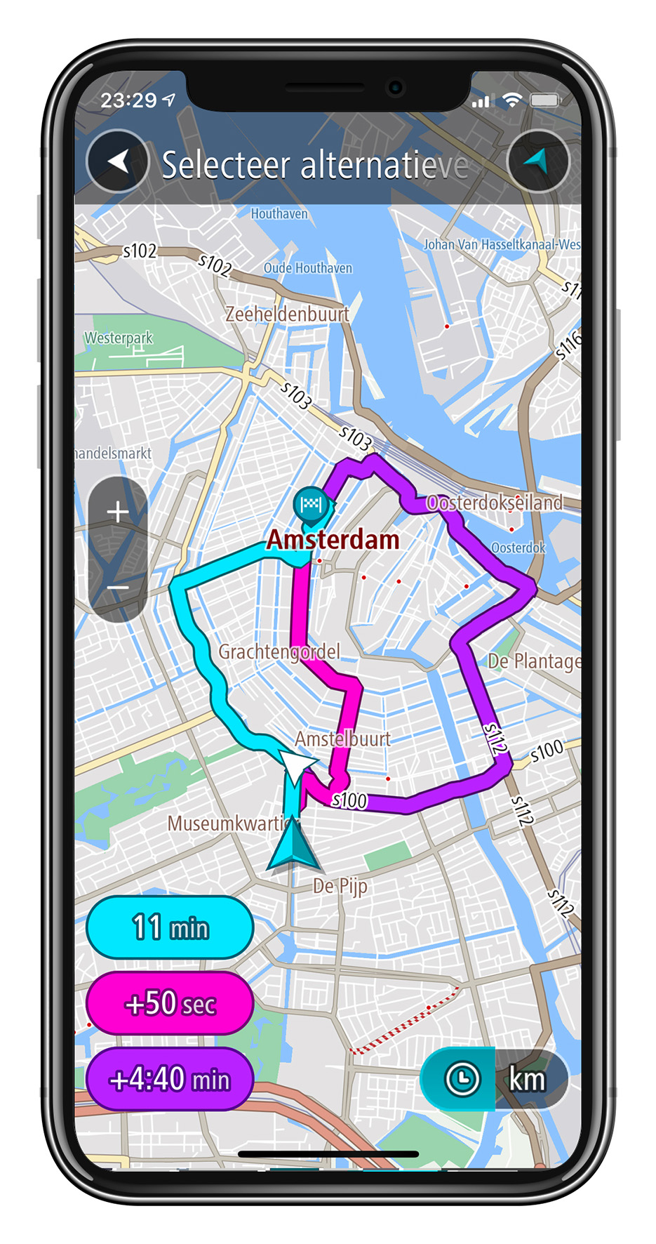 TomTom GO Navigation – Alternative routes_km