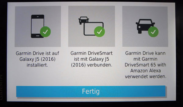 Garmin Drive Smart 65 mit Alexa Installation abgeschlossen